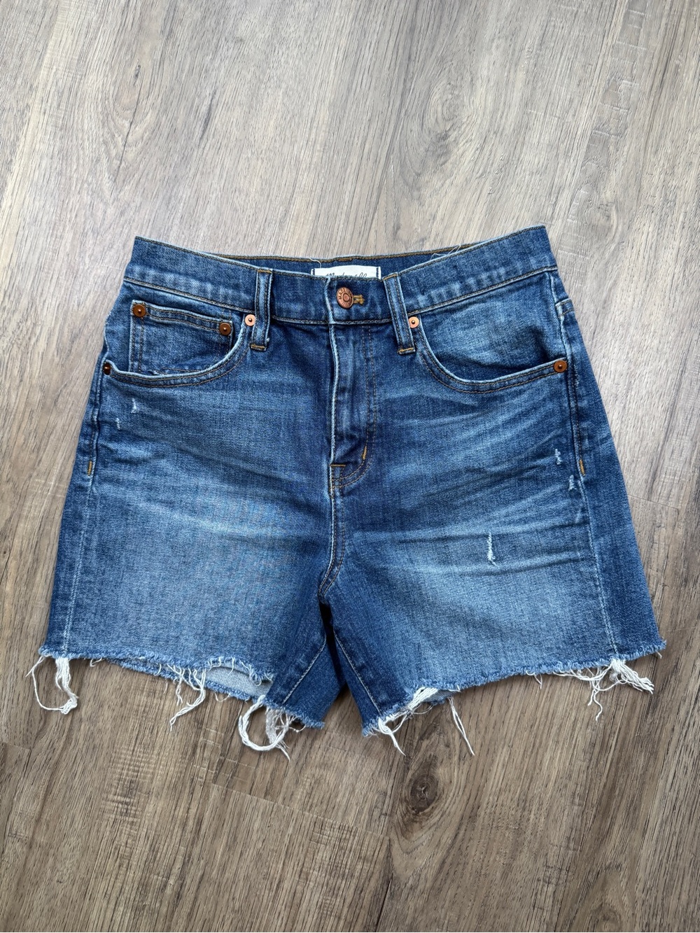 Madewell Distressed Blue Denim High-Rise Women's Shorts - Size 25